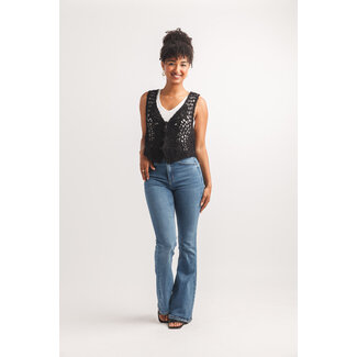 Papillon Soutache Vest Button Front In Black