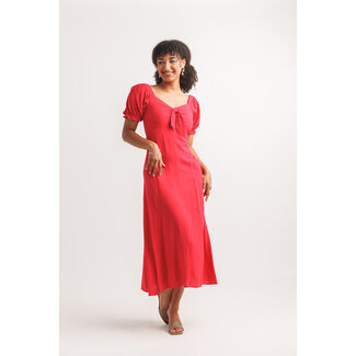 Papillon V-Neck Midi Dress With Pockets And Smocked Waist (More Colours)