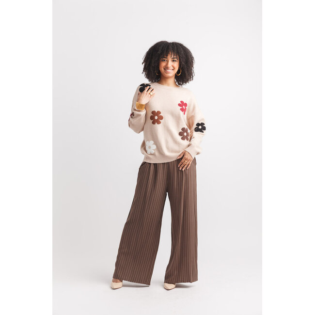 Papillon Daisy Knit Sweater With Rib Trim FINAL SALE