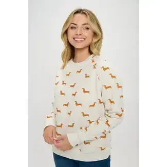 Mustard Wiener Dog Print Sweatshirt