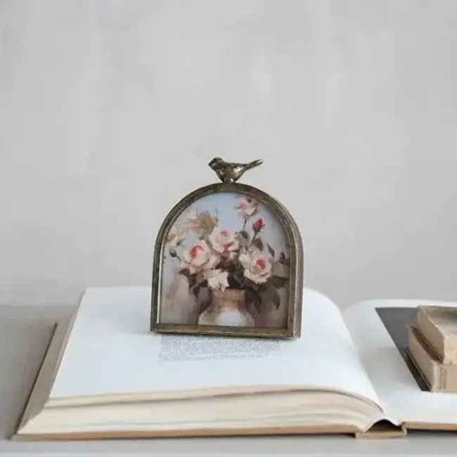 Arched Photo Frame with Bird Finial