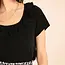 Ruffled collar T-shirt in Black