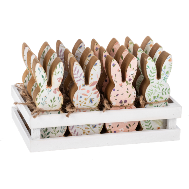Patterned Bunny Block Figurines