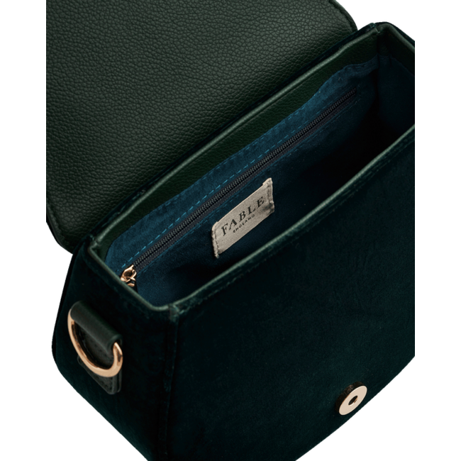 Fable England Badger Embroidered Green Top Handle Saddle Bag