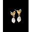 Fable England Forget-Me-Not Heart & Pearl Earrings Gold
