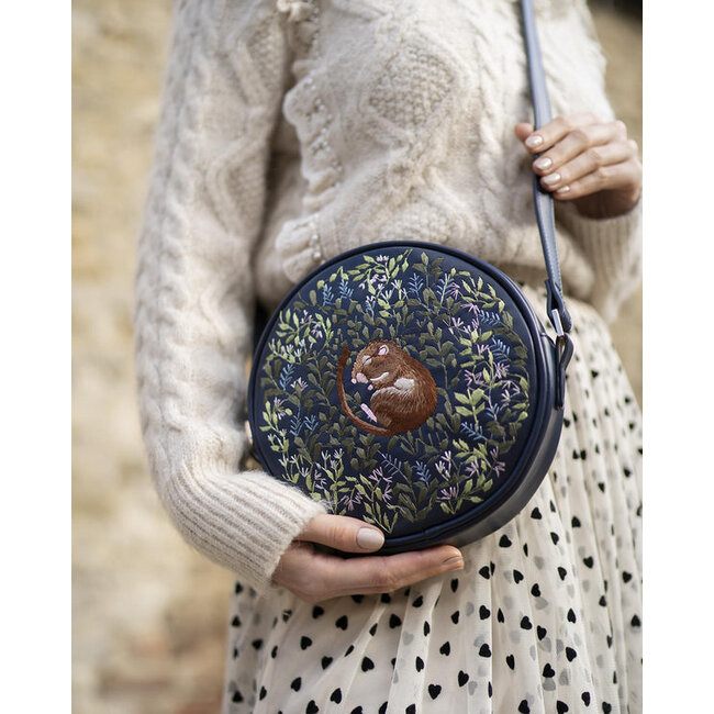 Fable England Chloe Circle Bag Embroidered Dormouse Navy