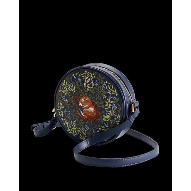 Fable England Chloe Circle Bag Embroidered Dormouse Navy