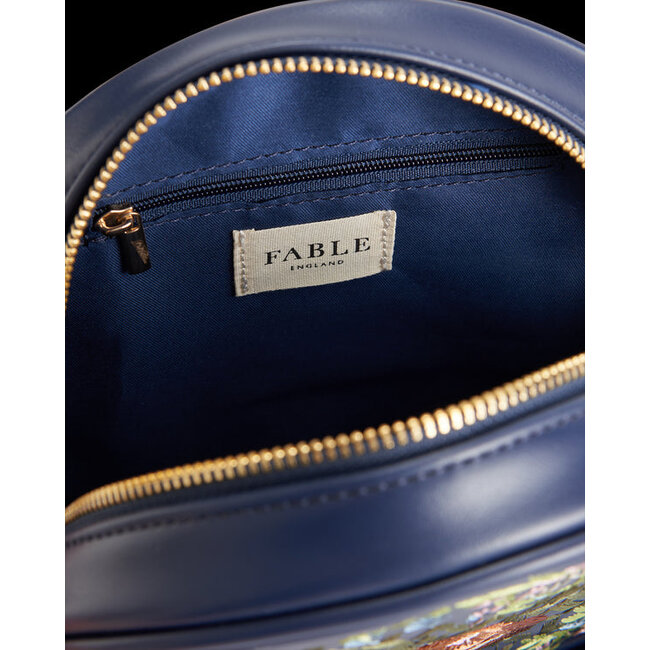 Fable England Chloe Circle Bag Embroidered Dormouse Navy