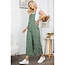 Green Floral Print Corduroy Overall