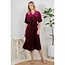 Golden Moon Star Velvet Wrap Midi Dress - Burgundy