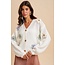 In Loom 3D Knitted Floral Applique Cardigan In Creme