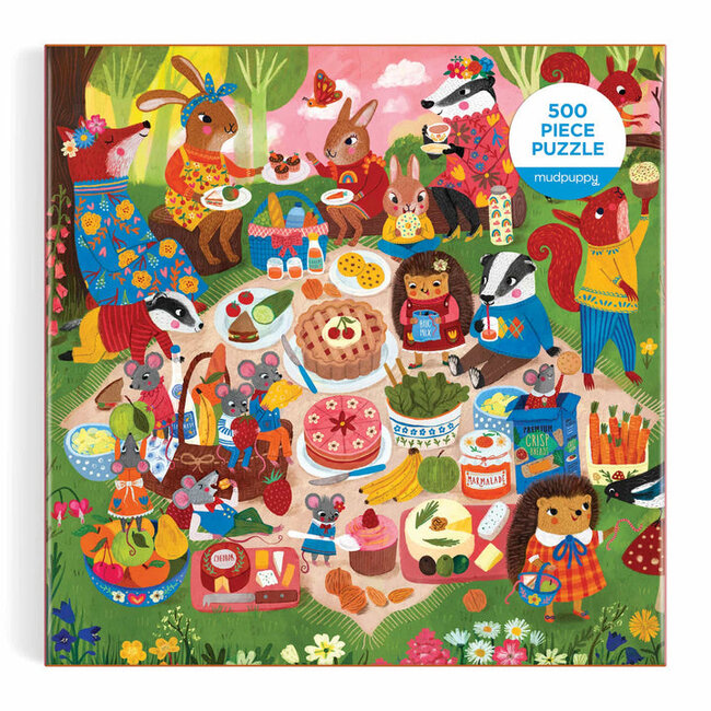 Galison/mudpuppy Woodland Picnic 500 Piece Family Puzzle