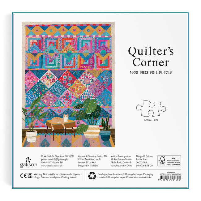 Galison/mudpuppy Quilter's Corner 1000 Piece Foil Puzzle