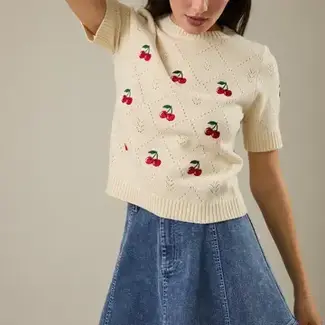 Sunday Edition Short Sleeve Cherry Sweater