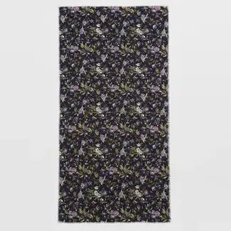 Fable England Passion Flower Navy Lightweight Long Scarf