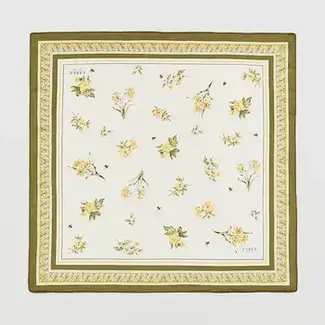 Fable England Nouveau Floral Yellow Square Scarf