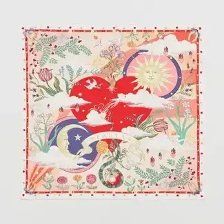 Fable England Freya Pink Narrative Square Scarf