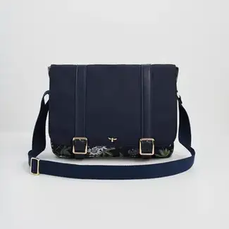 Fable England Passion Flower Navy Satchel