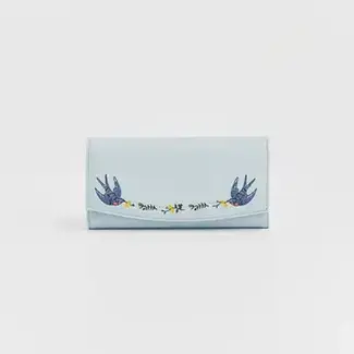 Fable England Bird Blue Embroidered Wallet