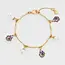 Fable England Pansy Pearl Multi Gold Charm Bracelet