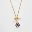 Fable England Pansy Pearl Gold Toggle Necklace