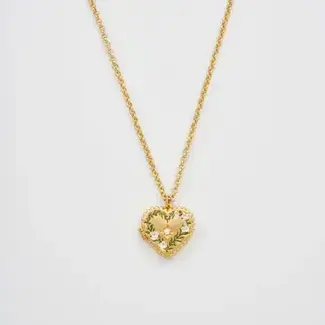Fable England Gold Jasmine Heart Locket Necklace