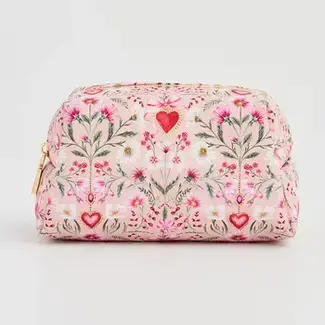 Fable England Floral Heart Pink Pouch