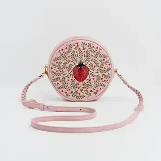 Fable England Ladybug Pink Embroidered Circle Bag