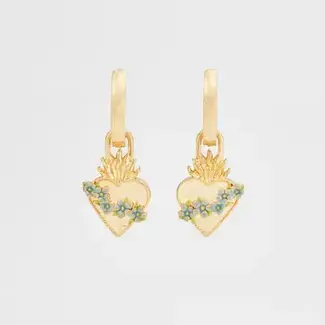 Fable England Sacred Heart Huggie Earrings