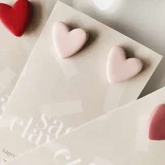 SageClayCo Heart Studs - Peony Pink