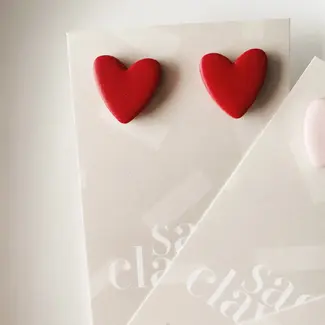 SageClayCo Heart Studs - Cherry Pie
