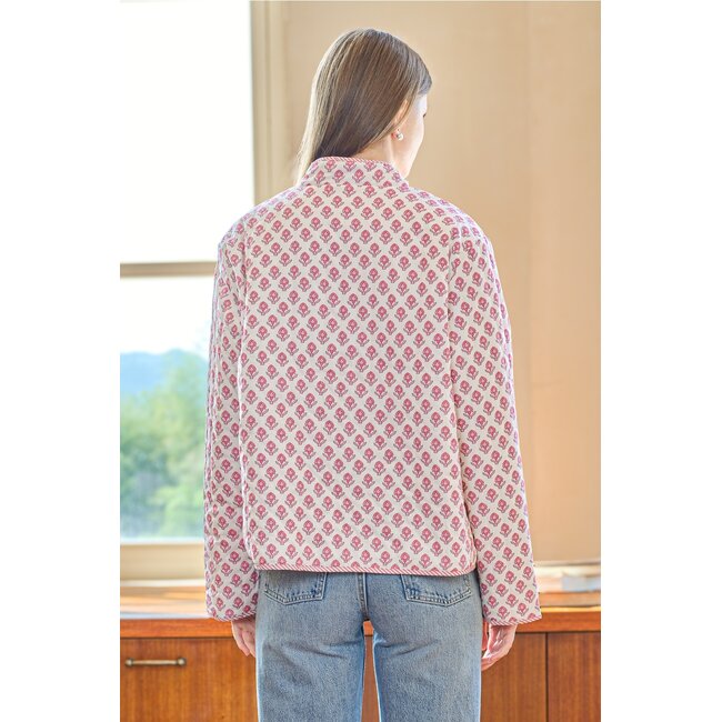 Rosie Posie Reversible Floral and Stripe Jacket in Pink