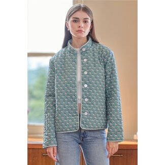 Rosie Posie Reversible Floral and Stripe Jacket in Blue