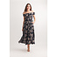 Papillon Leaf Print Smocked Off The Shoulder Maxi Dress In Navy