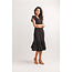 Papillon Short Sleeve Button Front Dress With Lace Insert In Black