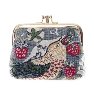 Strawberry Thief Grey Coin Clasp Frame Wallet