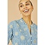 Yumi Blue Daisy Broderie Shirt With Fluted Sleeves