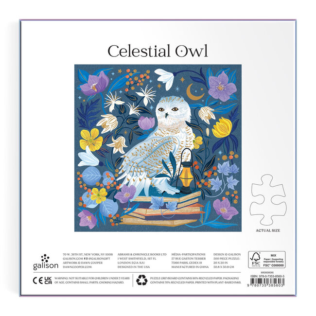 Galison/mudpuppy Celestial Owl 500 Piece Foil Puzzle