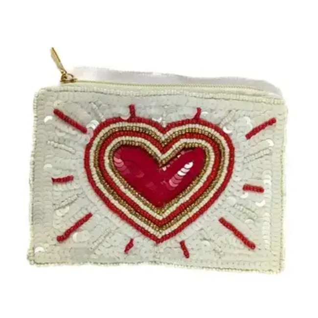 Coin Purse - Heart Design Beaded