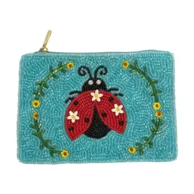 Coin Purse - Lady Bug Themed Fully Beaded