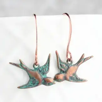 A Pocket of Posies Copper bird earrings