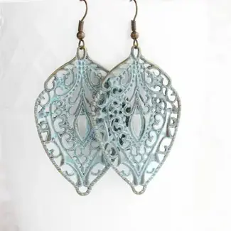 A Pocket of Posies Shabby Aqua Filigree Earrings