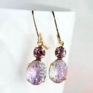 A Pocket of Posies Etched Glass Drop Earrings - Aurora Iridescent Floral