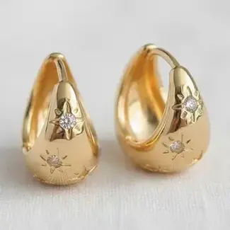 Gold Star Hoop Earrings