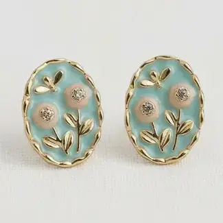 Floral Enamel  Stud Earrings