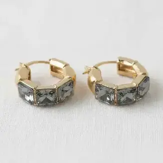 Gold Plated Black Zirconia Huggie Earrings
