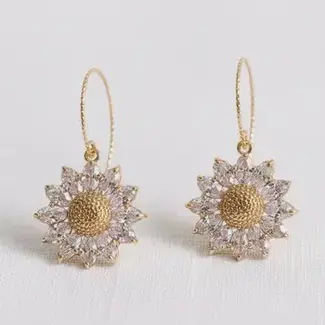Zircon Sunflower Stud Earrings