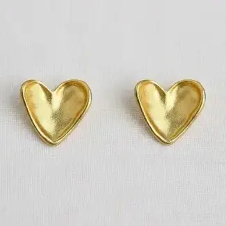 Gold Toned Heart Stud Earrings