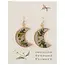 Pink Crescent Moon Dried Flower Gold Earrings
