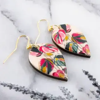 No Man's Land Pink Princess Philodendron Large Leaf Earrings
